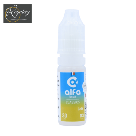"Alfaliquid Gold 10ml - tabaco suave con vainilla" botella