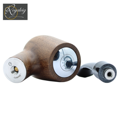 Discreet mechanical switch on walnut electronic pipe